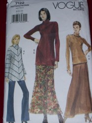 7122 LONG BIAS ZIP KNIT TOP,LONG FLARE SKIRT,PANTS PATTERN 12-16